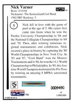 1993 Pro Billiards Tour #5 Nick Varner Back